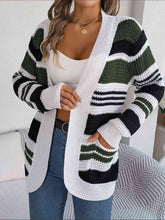 Load image into Gallery viewer, Striped Open Front Long Sleeve Cardigan