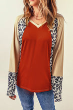Load image into Gallery viewer, Leopard Round Neck Long Sleeve T-Shirt