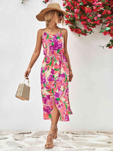 Load image into Gallery viewer, Printed Spaghetti Strap Front Slit Dress