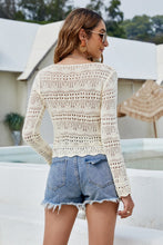 Load image into Gallery viewer, Drawstring Ruched Openwork Sweater