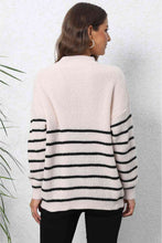 Load image into Gallery viewer, Striped Zip-Up Long Sleeve Ribbed Sweater