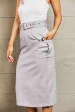 Load image into Gallery viewer, HYFVE Professional Poise Buckled Midi Skirt