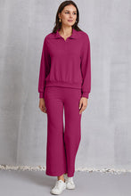 Load image into Gallery viewer, Half Zip Collared Neck Sweatshirt and Pants Set