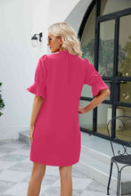 Load image into Gallery viewer, Notched Neck Flounce Sleeve Mini Dress