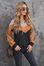 Load image into Gallery viewer, Leopard Color Block Quarter-Zip Sweatshirt