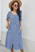 Load image into Gallery viewer, Ditsy Floral Button Down Midi Dress with Pockets