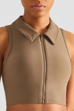 Load image into Gallery viewer, Zip Up Collared Cropped Sports Top