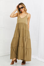 Load image into Gallery viewer, Zenana Full Size Spaghetti Strap Tiered Dress with Pockets in Khaki