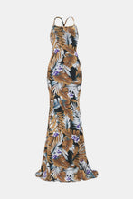 Load image into Gallery viewer, Botanical Print Halter Neck Crisscross Dress