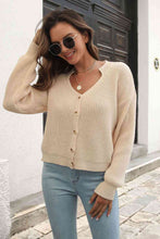 Load image into Gallery viewer, Button-Down Dropped Shoulder Ribbed Cardigan