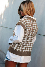 Load image into Gallery viewer, Houndstooth V-Neck Capped Sleeve Knit Vest
