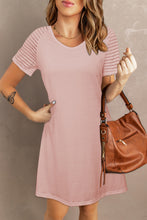 Load image into Gallery viewer, Sheer Striped Raglan Sleeve T-Shirt Dress