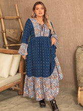 Load image into Gallery viewer, Plus Size Printed Balloon Sleeve Maxi Dress