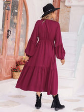 Load image into Gallery viewer, V-Neck Lantern Sleeve Ruffle Hem Dress
