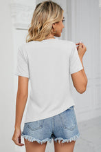 Load image into Gallery viewer, Ruched Round Neck Short Sleeve T-Shirt