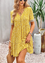 Load image into Gallery viewer, Floral Buttoned Puff Sleeve Dress