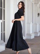 Load image into Gallery viewer, Surplice Neck Ruffle Hem Balloon Sleeve Maxi Dress