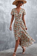 Load image into Gallery viewer, Floral Surplice Neck Tied Midi Dress