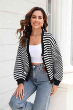 Load image into Gallery viewer, Button-Down Stripe & Plaid Contrast Pattern Cardigan