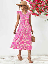 Load image into Gallery viewer, Floral V-Neck Cap Sleeve Dress
