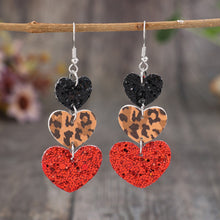 Load image into Gallery viewer, Heart Leather Drop Earrings