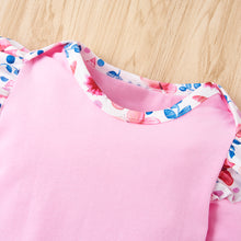 Load image into Gallery viewer, Baby Girl Bodysuit and Floral Paperbag Pants Set with Bow