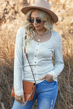 Load image into Gallery viewer, Leopard Buttoned Lace Trim Round Neck Top