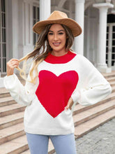 Load image into Gallery viewer, Heart Graphic Round Neck Sweater