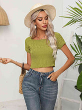 Load image into Gallery viewer, Cable-Knit Round Neck Short Sleeve Knit Top