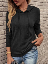 Load image into Gallery viewer, Cable-Knit Drawstring Hooded Knit Top