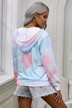Load image into Gallery viewer, Tie-Dye Drawstring Detail Zip Up Hooded Jacket