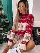 Load image into Gallery viewer, Snowflake Pattern Dropped Shoulder Sweater