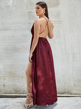Load image into Gallery viewer, Plus Size Crisscross Side Split Plunge Velvet Maxi Dress