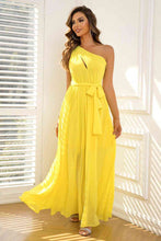 Load image into Gallery viewer, Cutout One-Shoulder Tie Waist Dress
