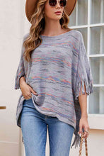 Load image into Gallery viewer, Round Neck Fringe Detail Sleeve Poncho