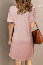 Load image into Gallery viewer, Sheer Striped Raglan Sleeve T-Shirt Dress