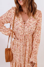 Load image into Gallery viewer, Bohemian Lace-Up Long Sleeve Maxi Dress
