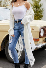 Load image into Gallery viewer, Fringe Hem Open Front Ribbed Trim Cardigan
