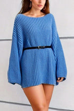 Load image into Gallery viewer, Boat Neck Dropped Shoulder Mini Sweater Dress