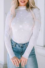 Load image into Gallery viewer, Star Pattern Mock Neck Long Sleeve Blouse