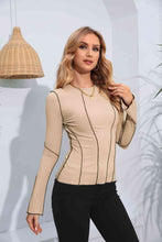 Load image into Gallery viewer, Ribbed Round Neck Long Sleeve Blouse