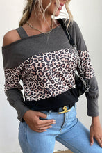 Load image into Gallery viewer, Leopard Print Color Block Cold Shoulder Top