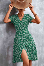 Load image into Gallery viewer, Floral Surplice Neck Flutter Sleeve Dress