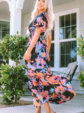 Load image into Gallery viewer, Printed V-Neck Short Sleeve Maxi Dress