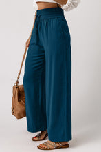 Load image into Gallery viewer, Drawstring Smocked Waist Wide Leg Pants