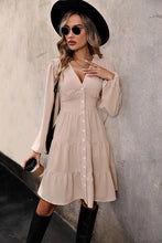 Load image into Gallery viewer, V Neck Button Up Tiered Dress