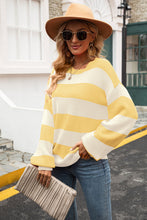 Load image into Gallery viewer, Striped Balloon Sleeve Knit Pullover