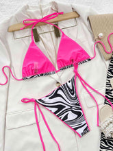 Load image into Gallery viewer, Zebra Print Halter Neck Tie Side Bikini Set