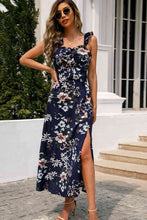 Load image into Gallery viewer, Floral Print Sleeveless Square Neck Slit Midi Dress