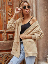 Load image into Gallery viewer, Ribbed Open Front Long Sleeve Cardigan with Pockets